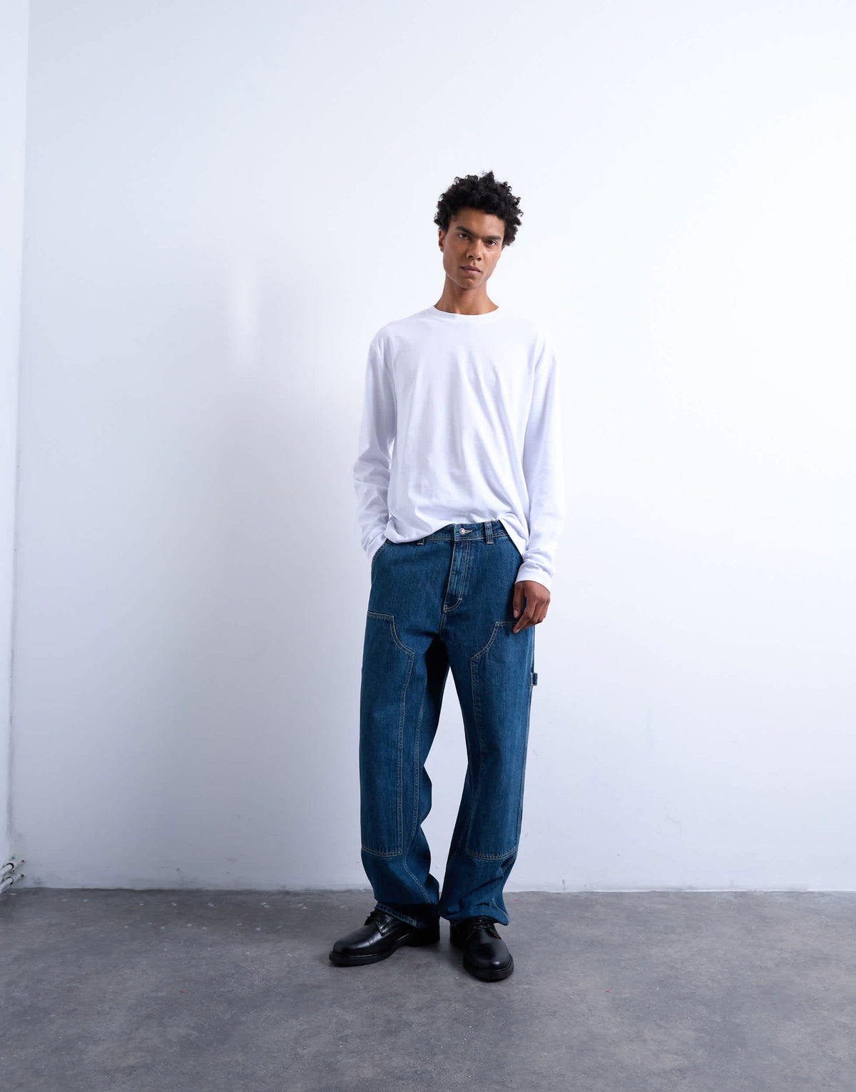 Topman baggy carpenter jean in mid wash
