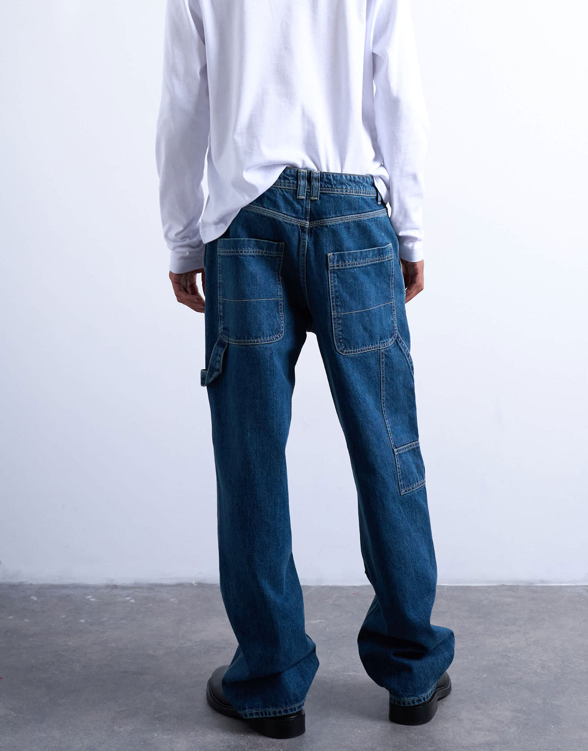 Topman baggy carpenter jean in mid wash