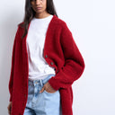 Topshop Oversize-Strickjacke im Boyfriend-Stil in Rot