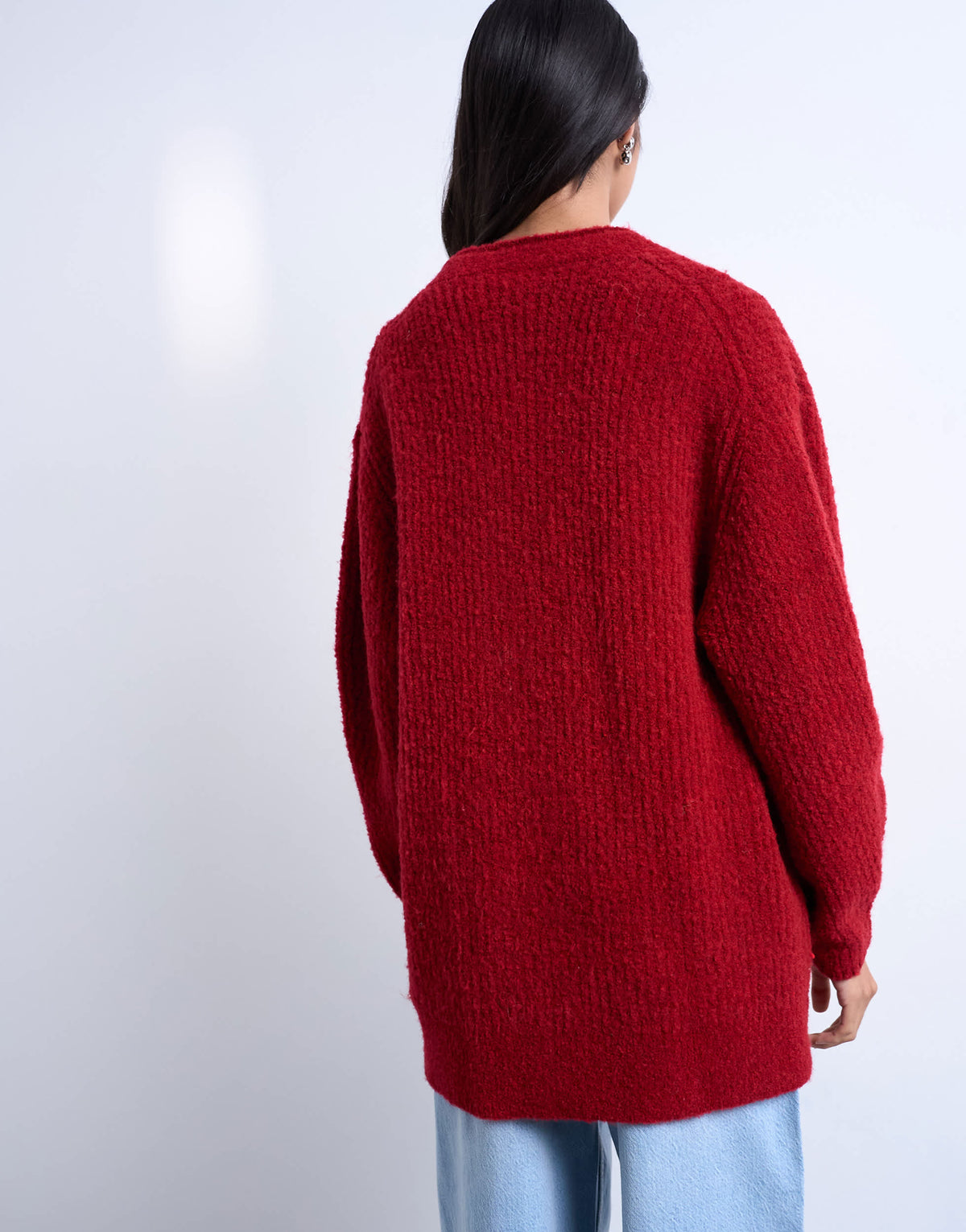 Topshop knitted oversized ultimate boyfriend cardigan in red