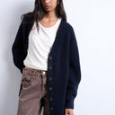 Topshop Strickcardigan im Boyfriend-Stil in Marineblau