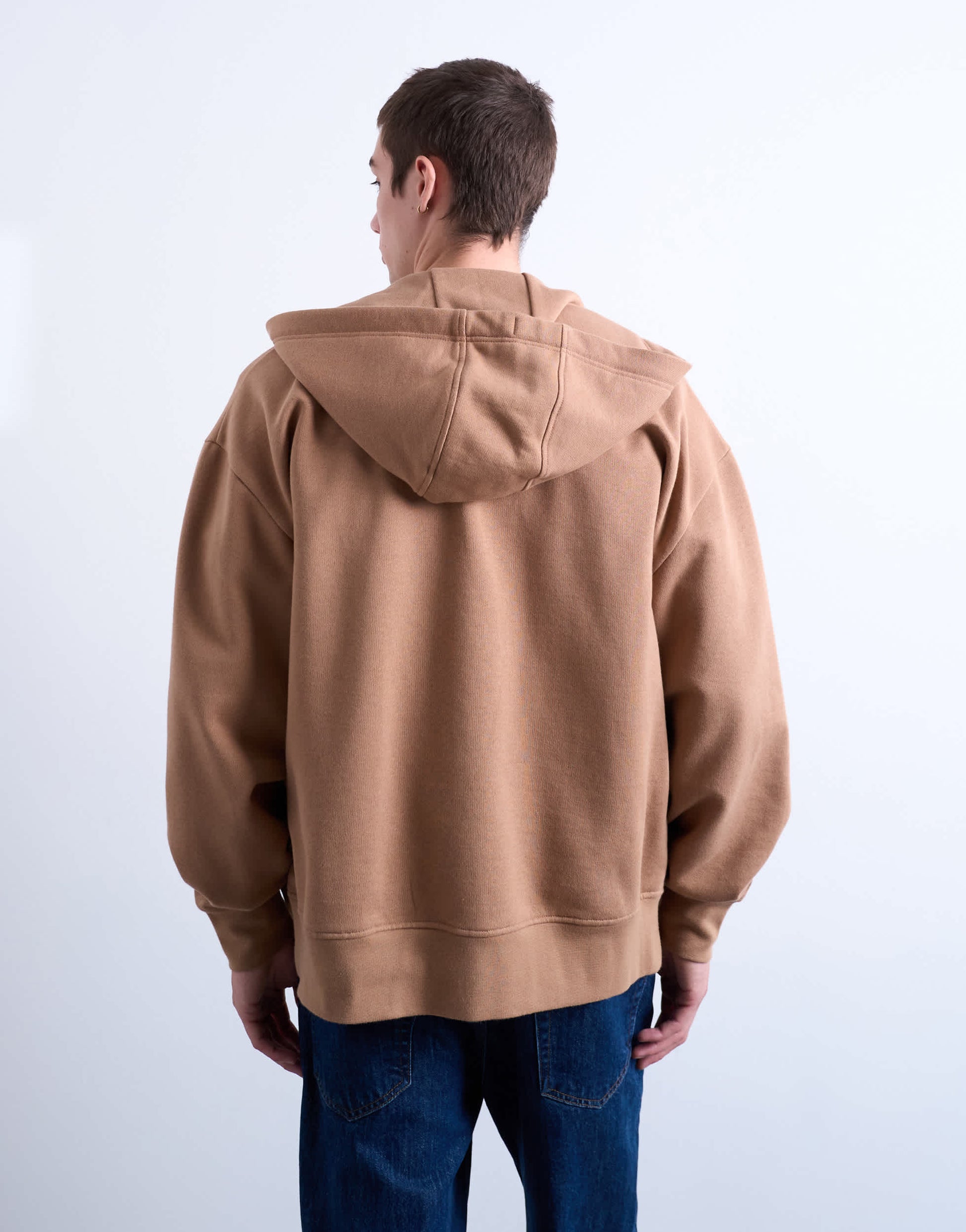 Topman heavyweight oversized zip through hoodie in stone