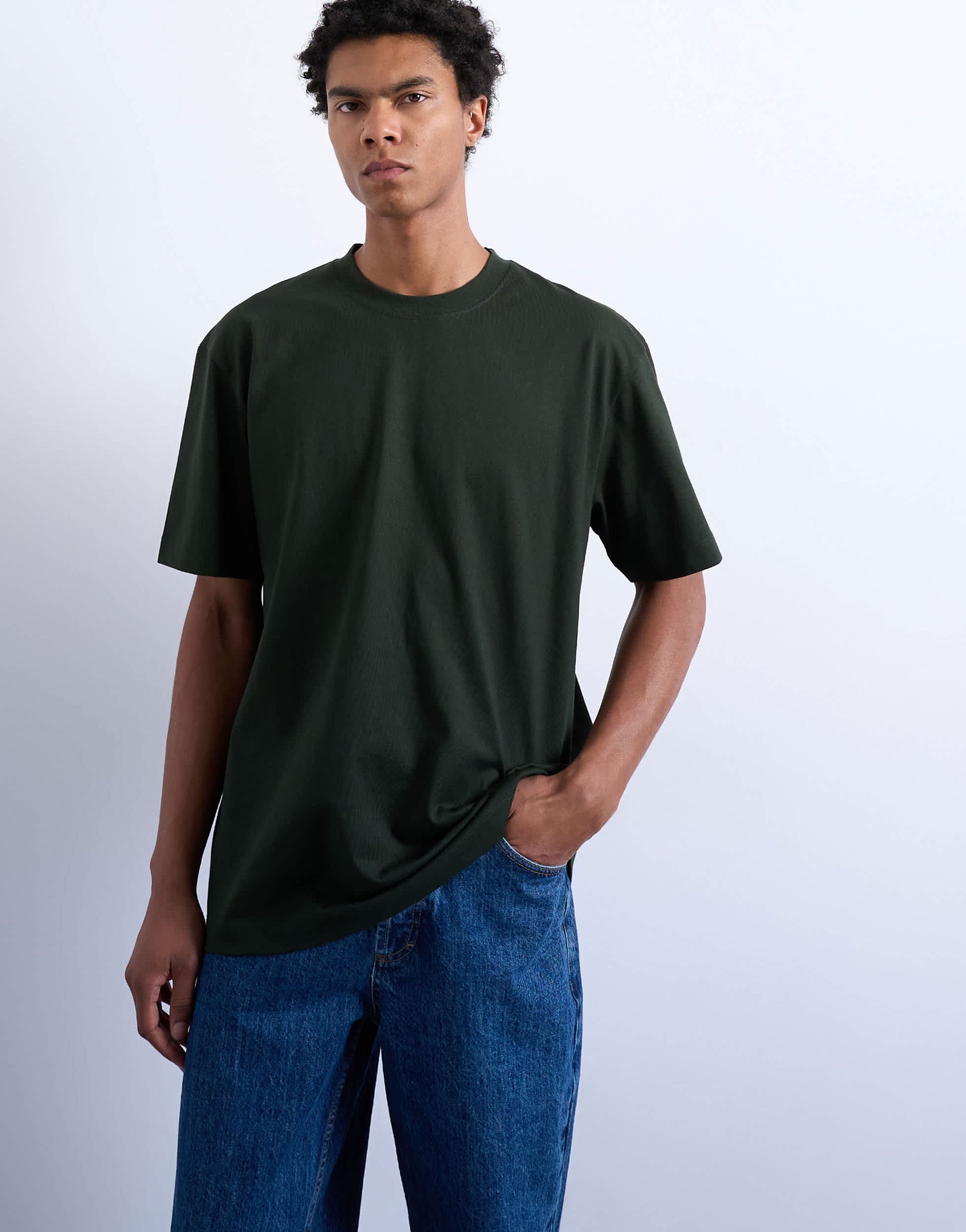 Topman 5 pack relaxed t-shirt in black, white, ecru, dark green and charcoal 