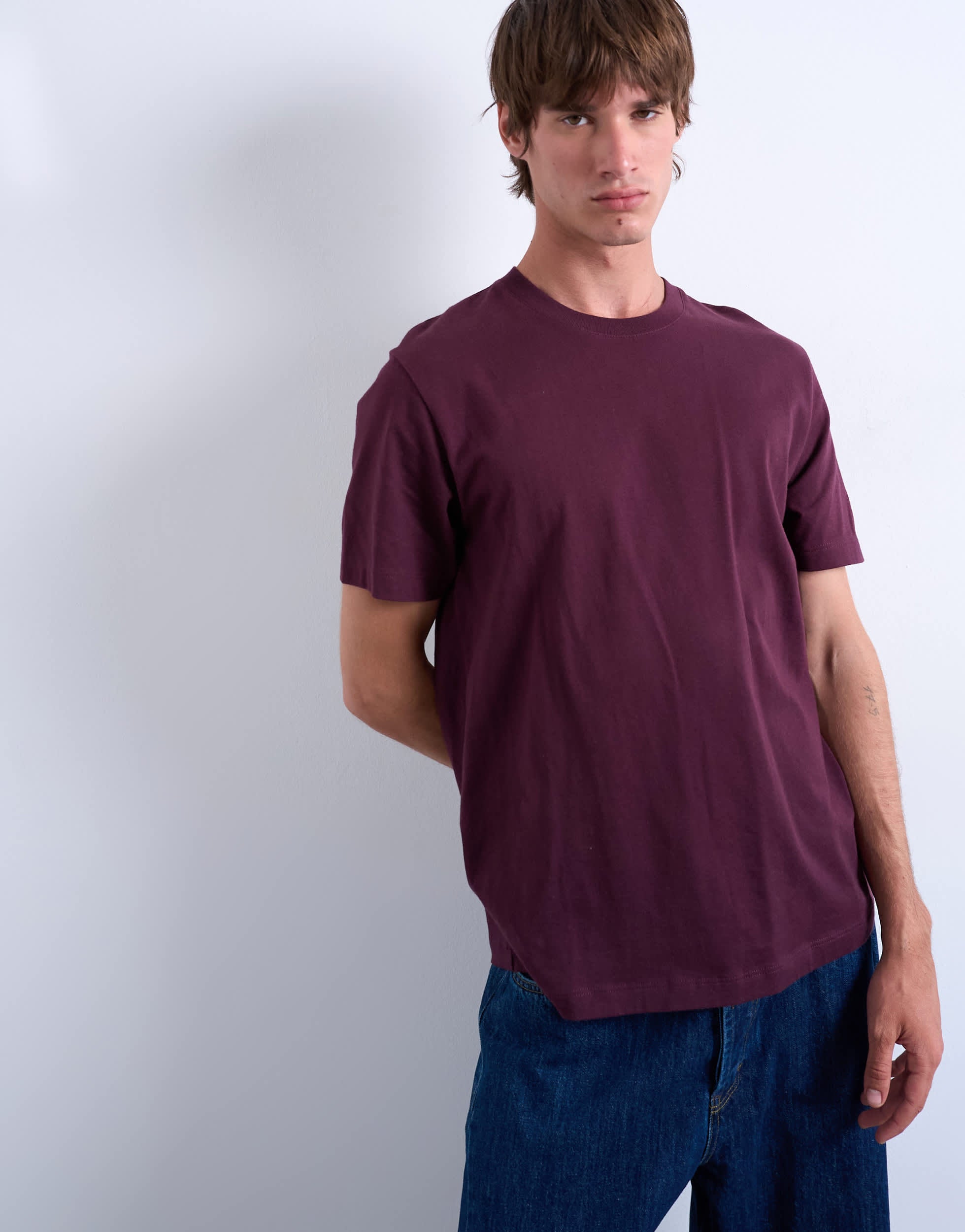 Topman classic fit t-shirt in dark burgundy