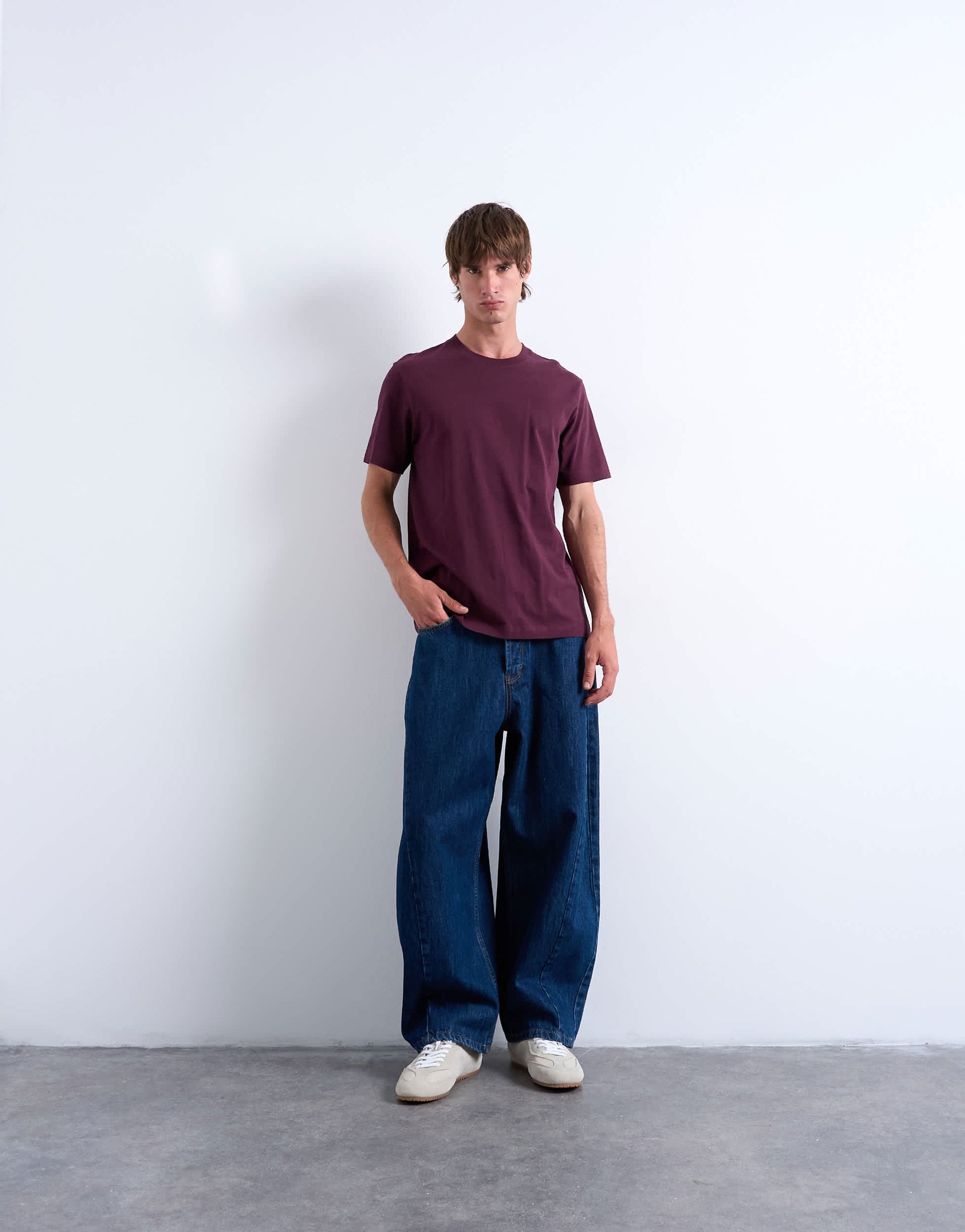 Topman classic fit t-shirt in dark burgundy