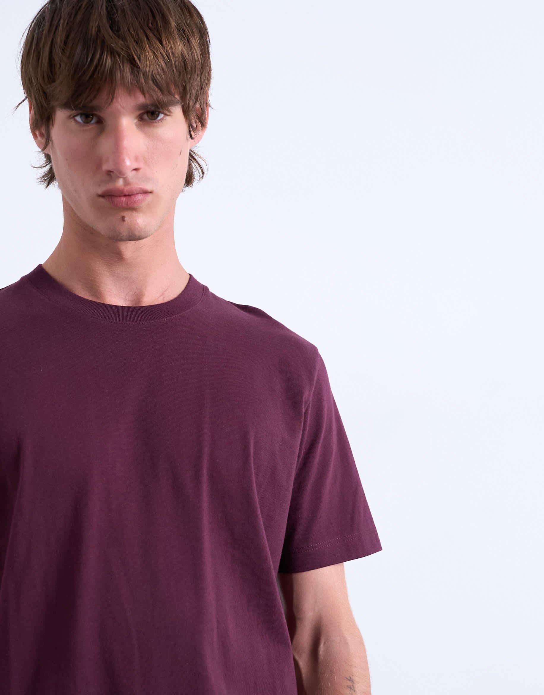 Topman classic fit t-shirt in dark burgundy