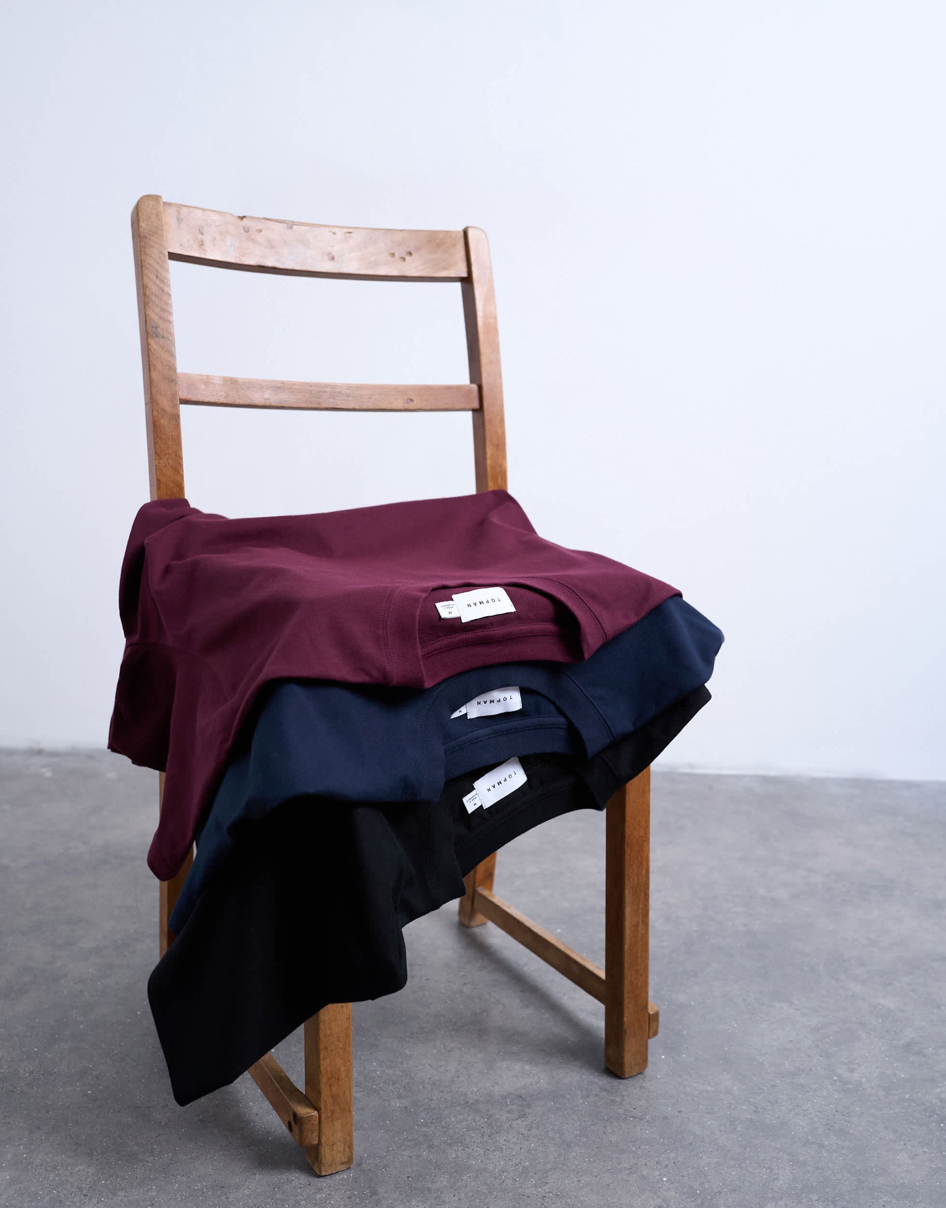 Topman 3 pack relaxed t-shirt in black, navy and burgundy 