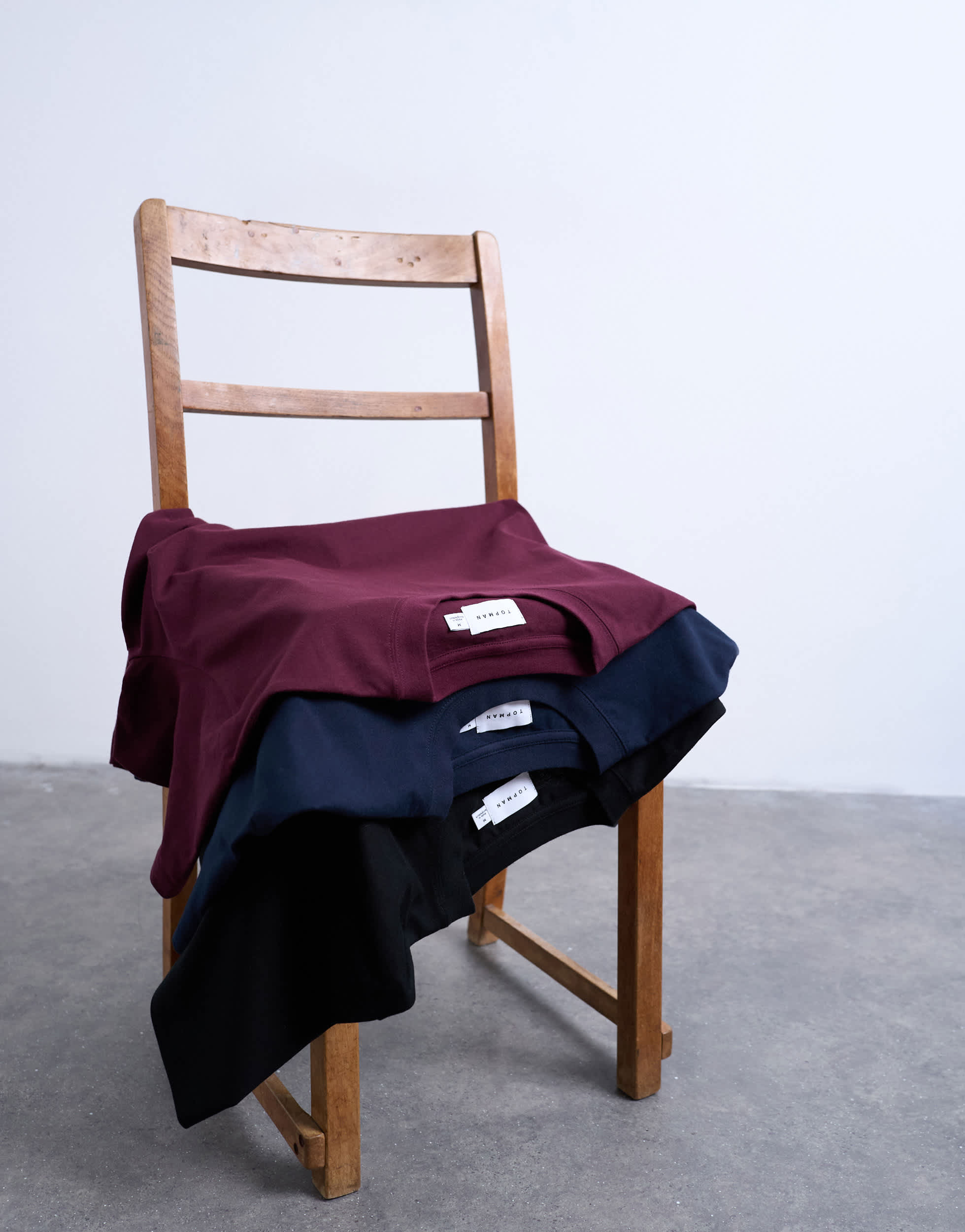 Topman 3 pack relaxed t-shirt in black, navy and burgundy 