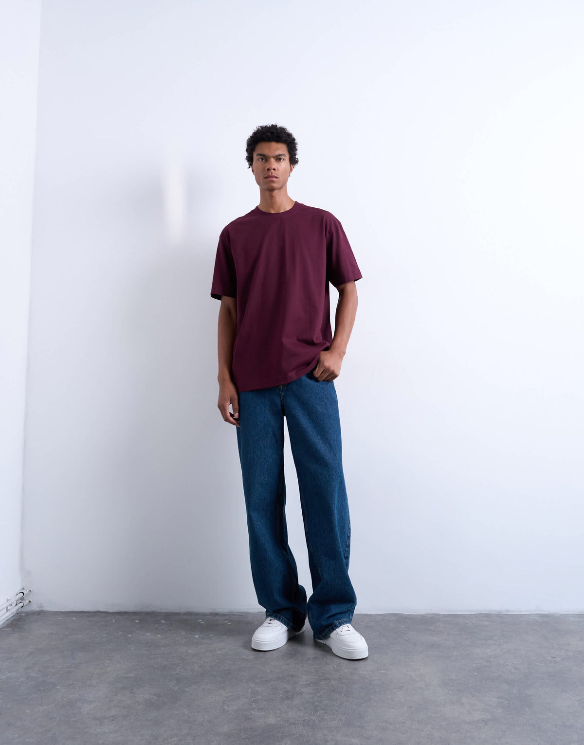 Topman 3 pack relaxed t-shirt in black, navy and burgundy 