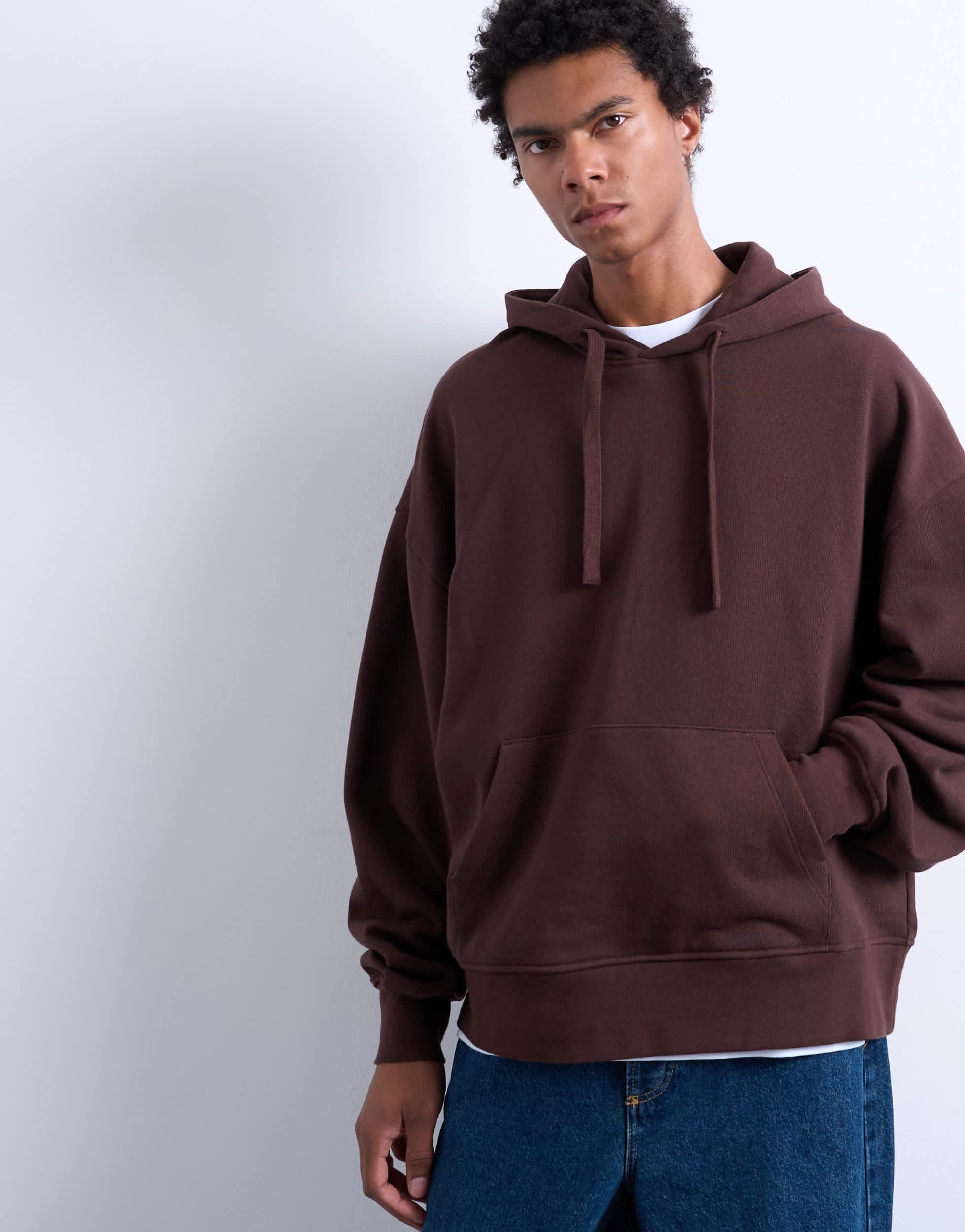 Sweat à capuche oversize épais Topman marron
