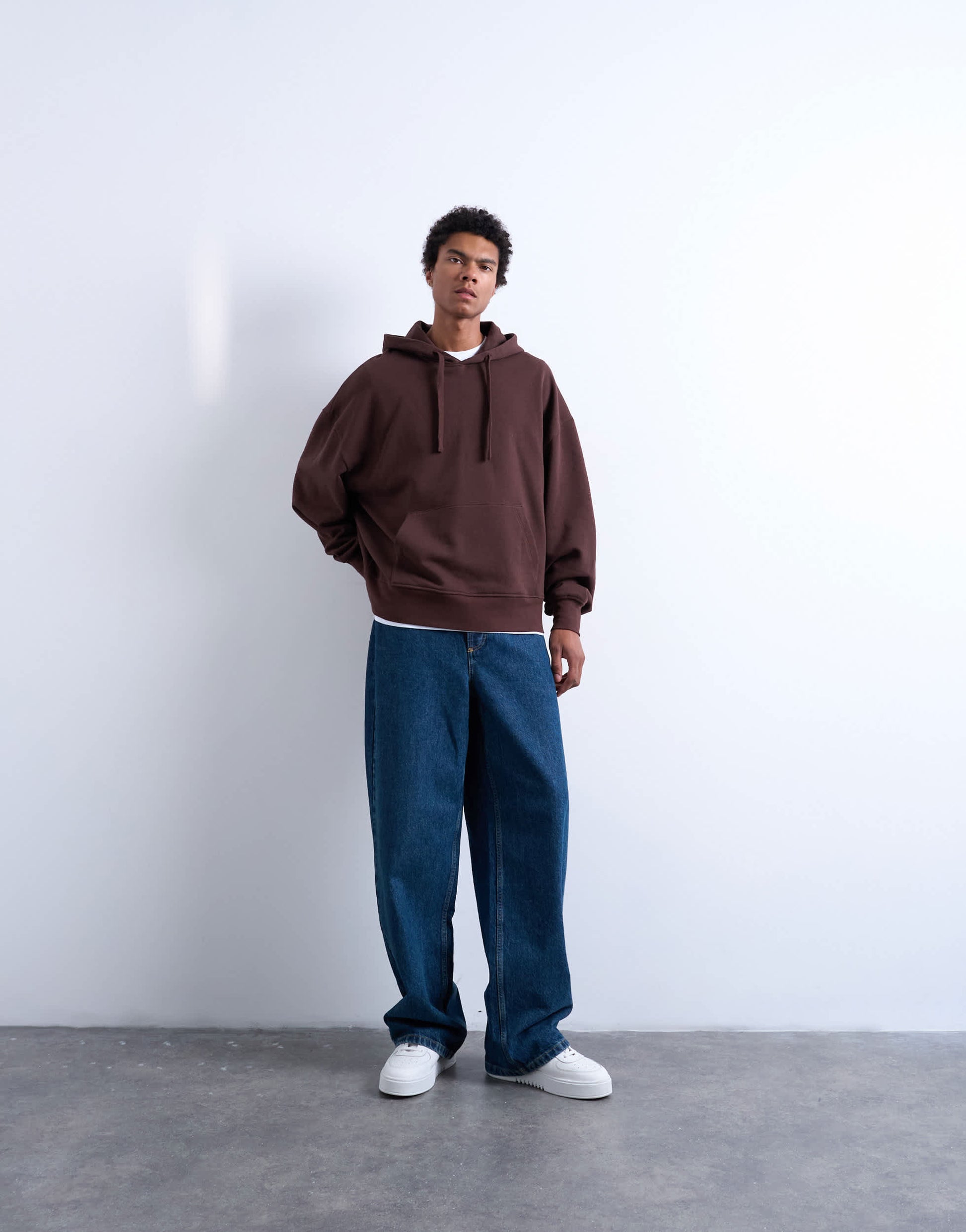 Topman heavyweight oversized hoodie in brown