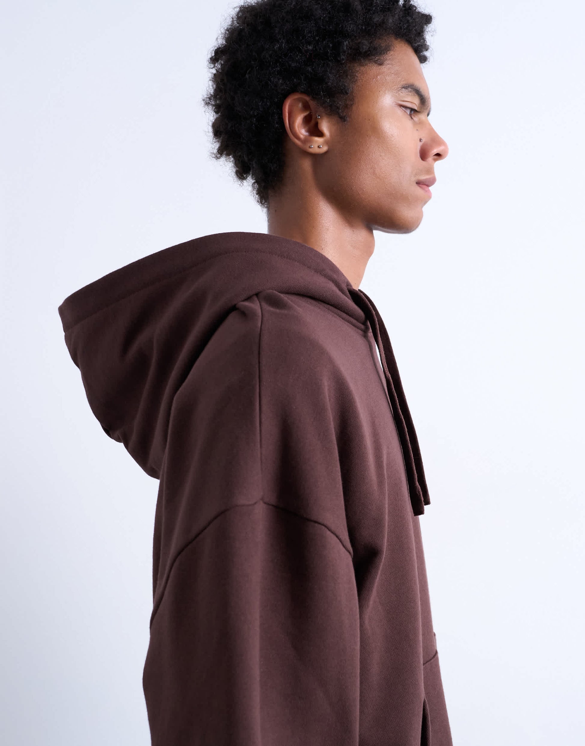 Topman heavyweight oversized hoodie in brown