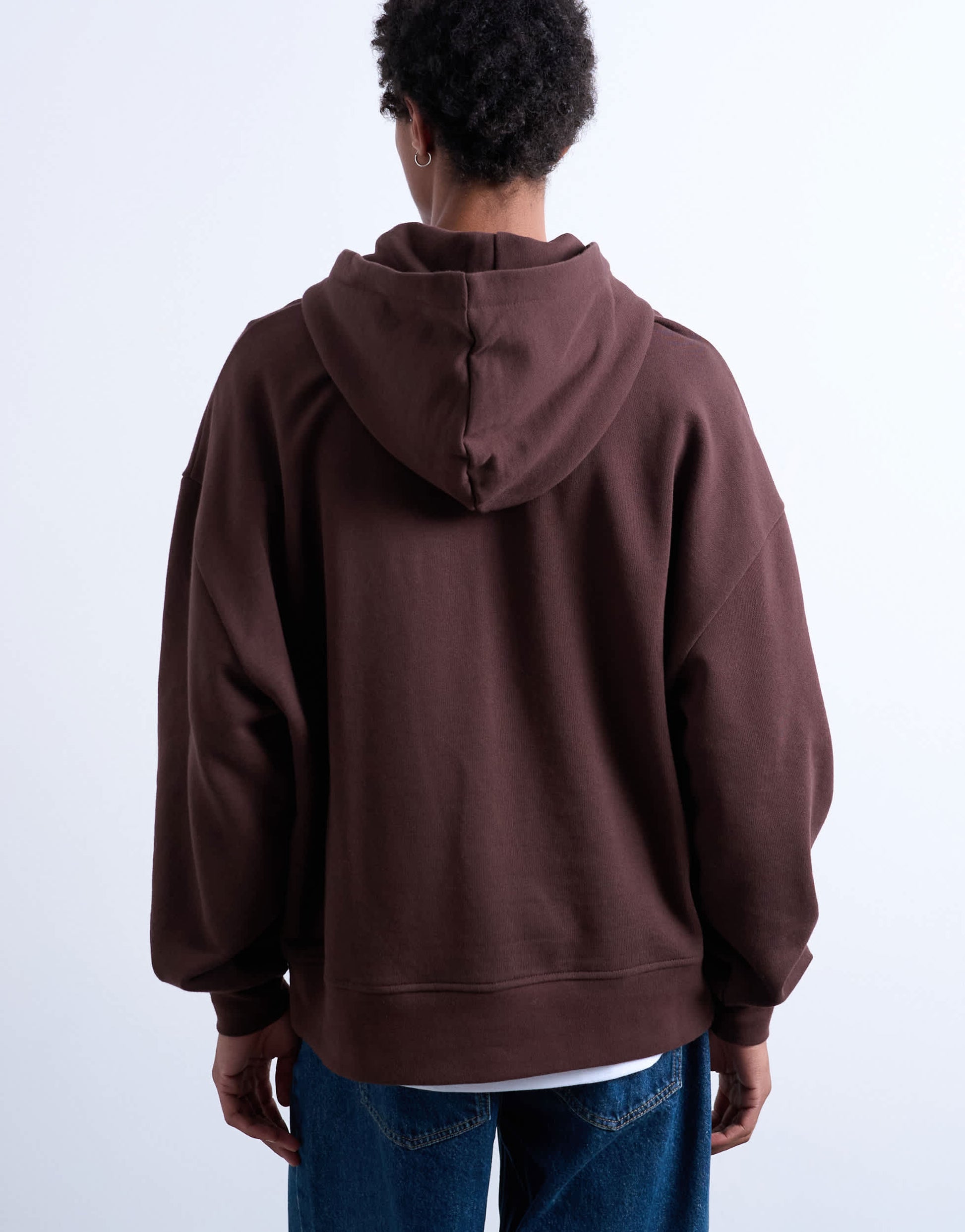 Topman heavyweight oversized hoodie in brown