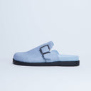 Topshop Amy slip on mule with buckle in light blue hair on real leather 