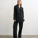 Topshop linen barrel leg trouser in black