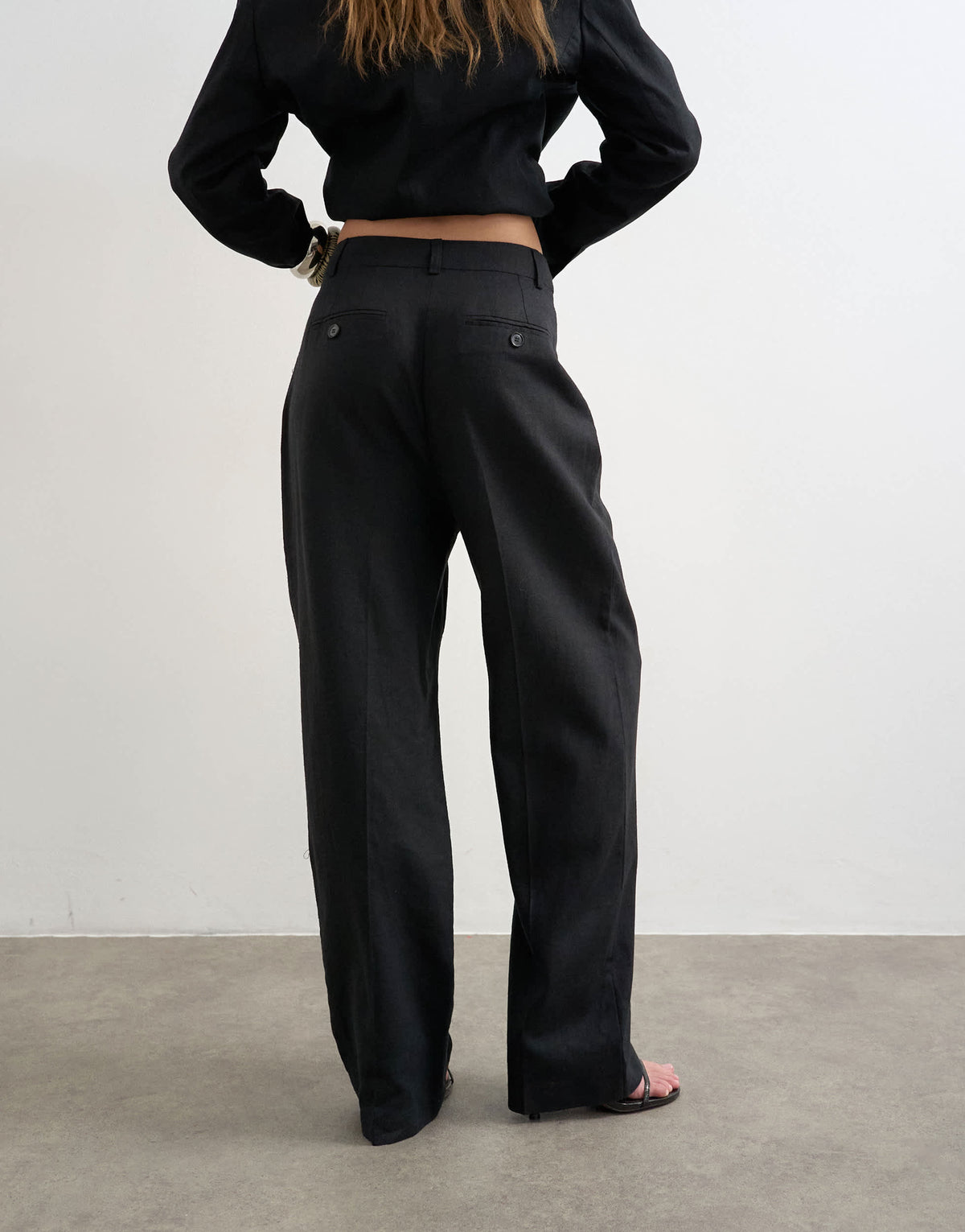 Topshop linen barrel leg trouser in black
