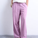 Topshop linen straight leg trouser with deep cuff in purple