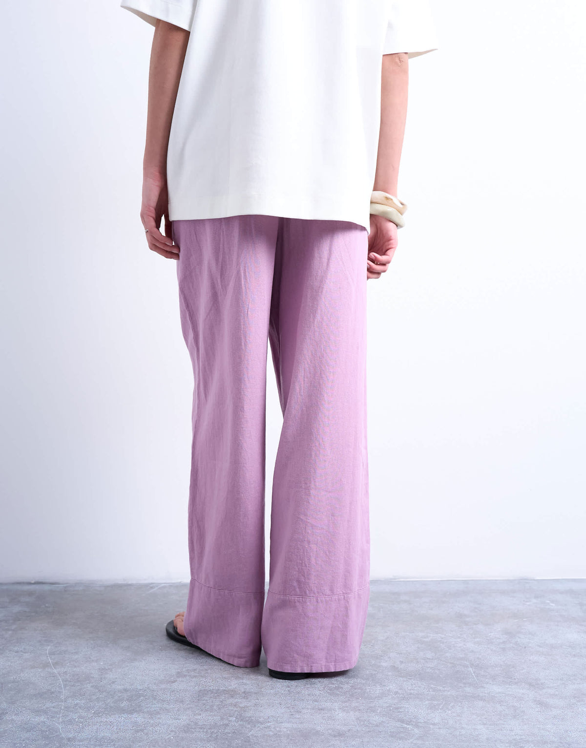 Topshop linen straight leg trouser with deep cuff in purple