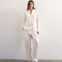 Topshop linen barrel leg trouser in white