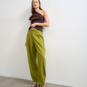 Topshop linen barrel leg trouser in green