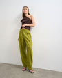 Topshop linen barrel leg trouser in green