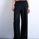 Topshop linen straight leg trouser with deep cuff in black
