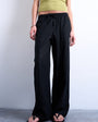 Topshop linen straight leg trouser with deep cuff in black