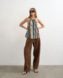 Topshop linen barrel leg trouser in brown