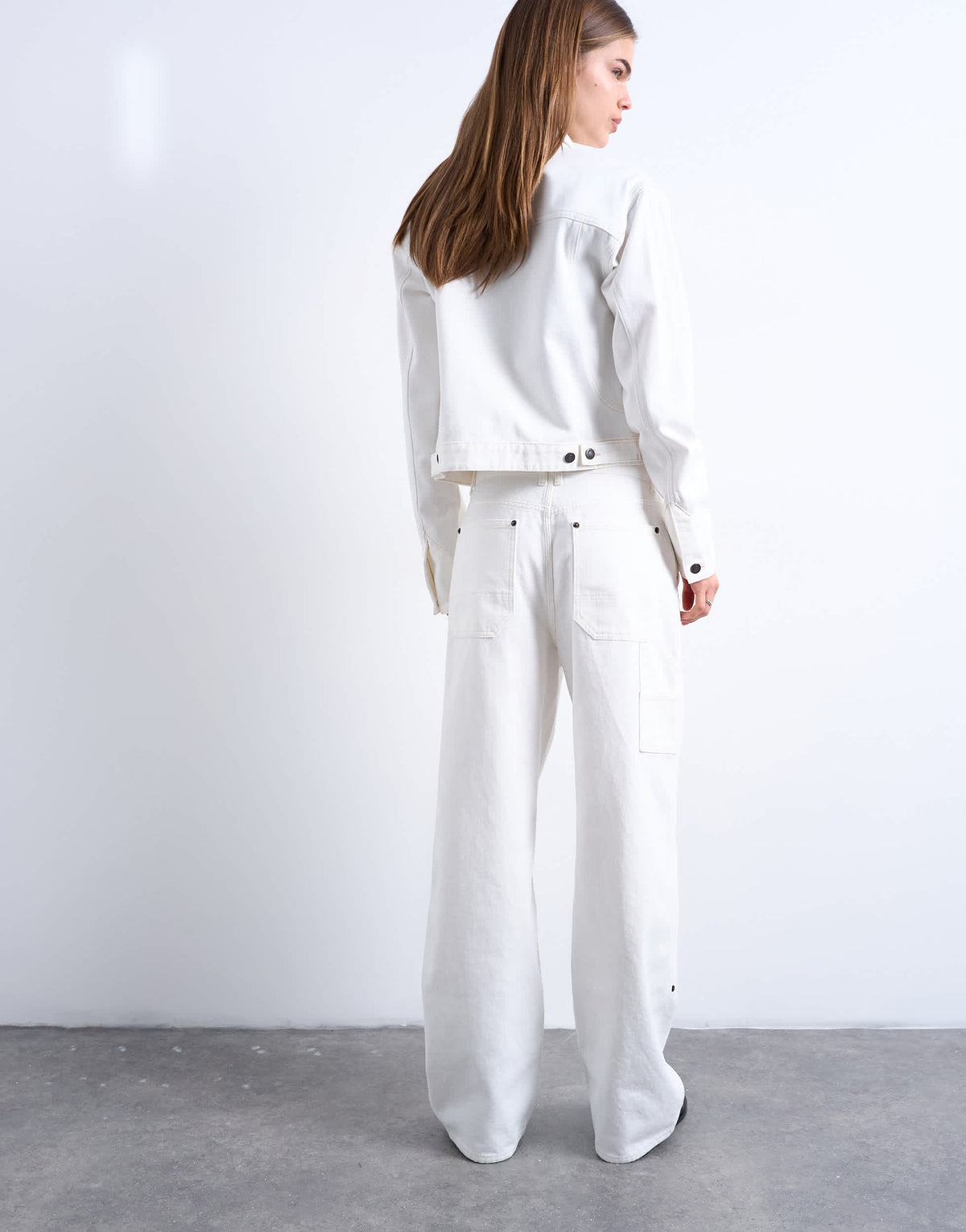 Topshop Column mid rise straight jean with utility pockets in ecru
