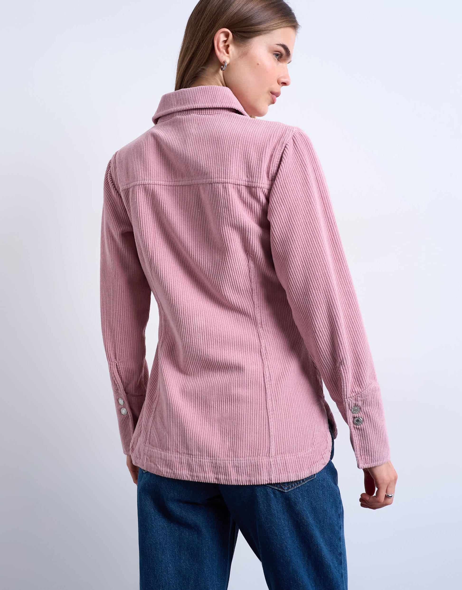 Topshop denim 70s collar shirt in pink cord