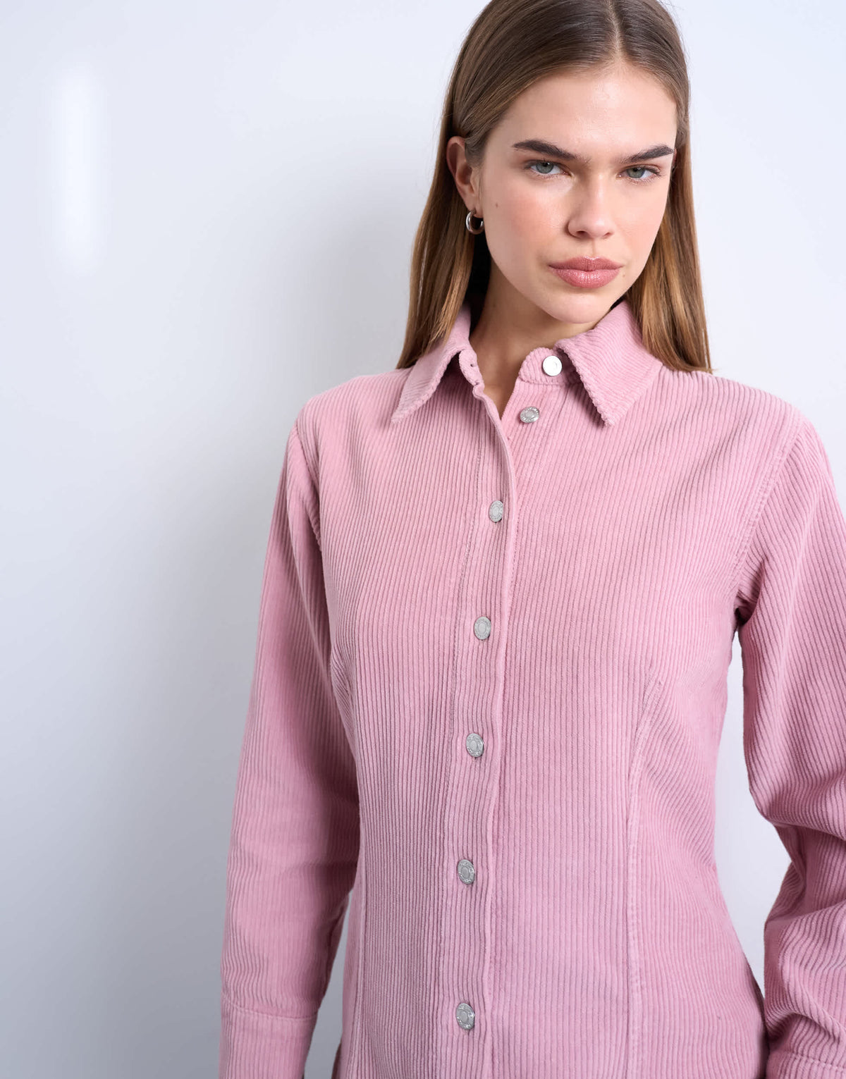Topshop denim 70s collar shirt in pink cord