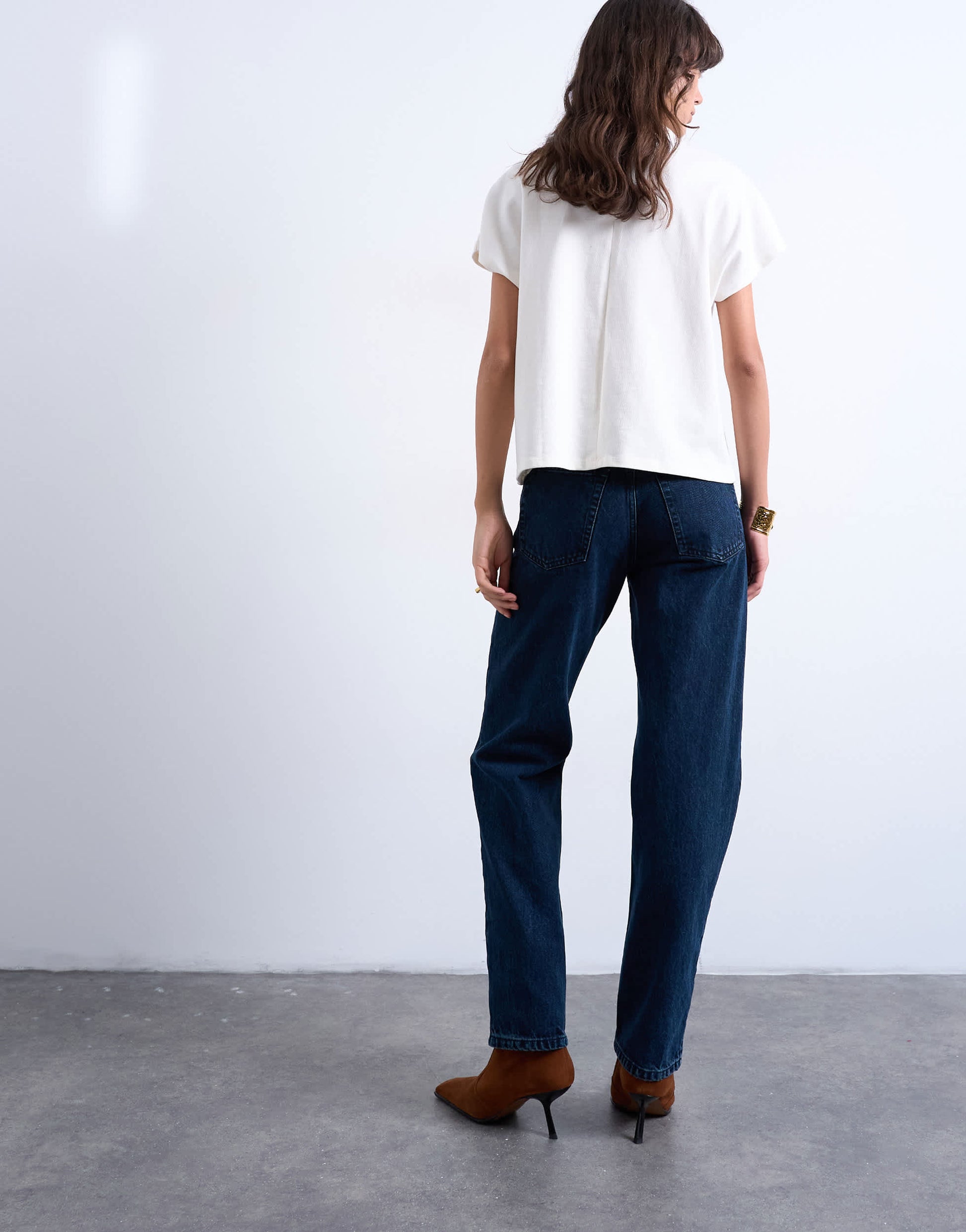 Topshop Runway mid rise straight jean in navy