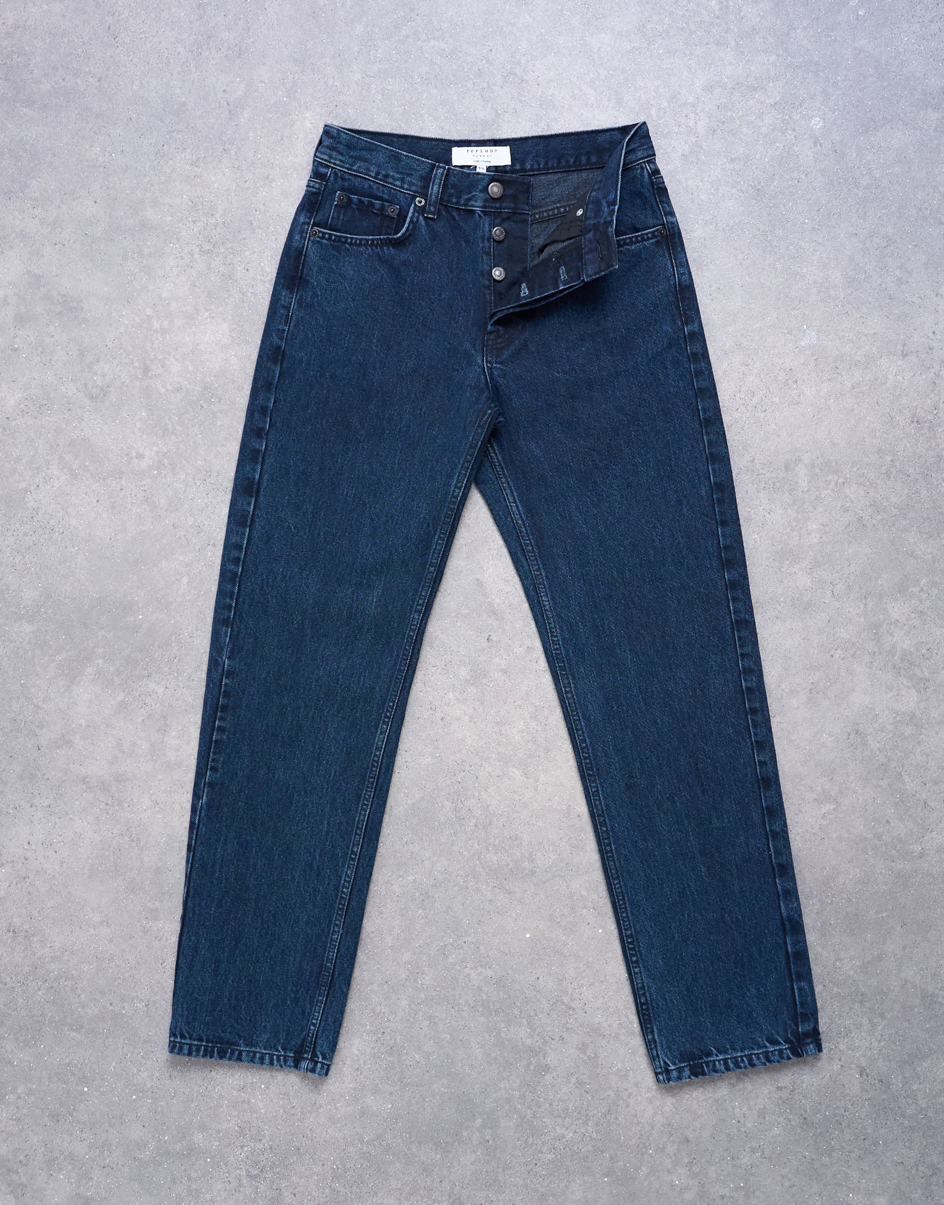 Topshop Runway mid rise straight jean in navy