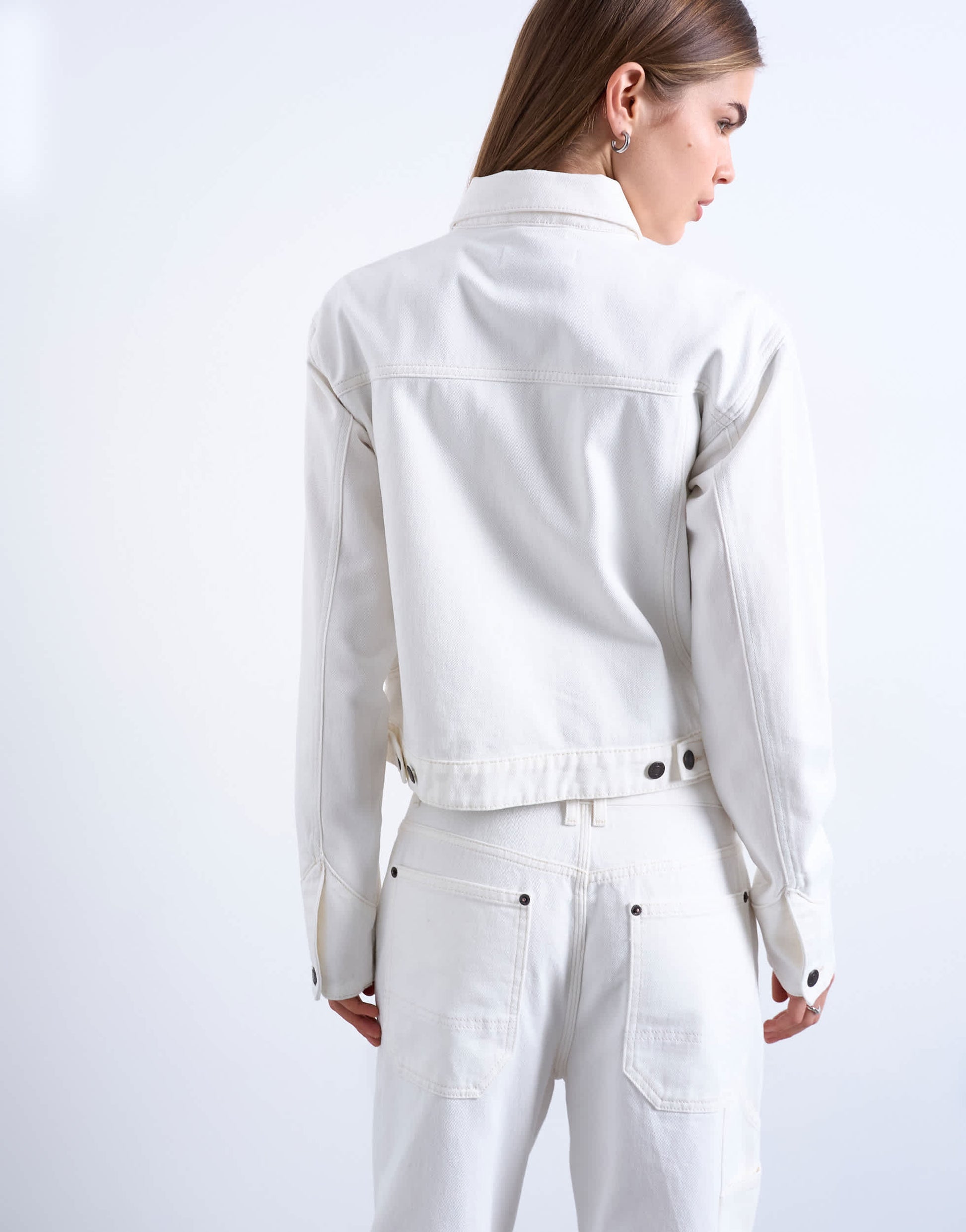 Topshop denim utility jacket in ecru