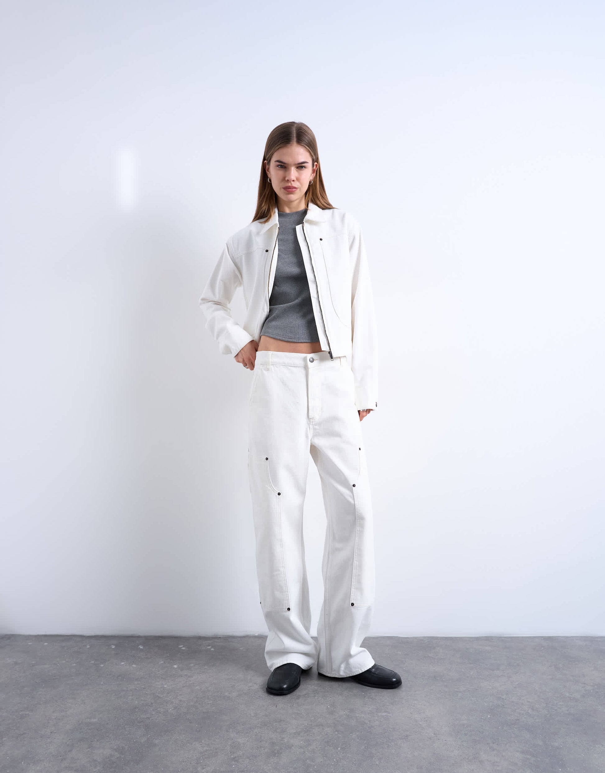 Topshop denim utility jacket in ecru