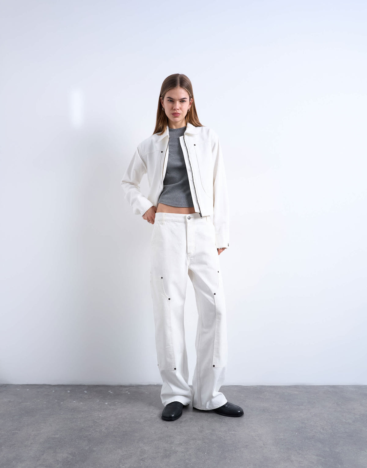 Topshop denim utility jacket in ecru