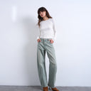 Topshop barrel mid rise jean in mint green