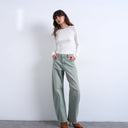 Topshop barrel mid rise jean in mint green