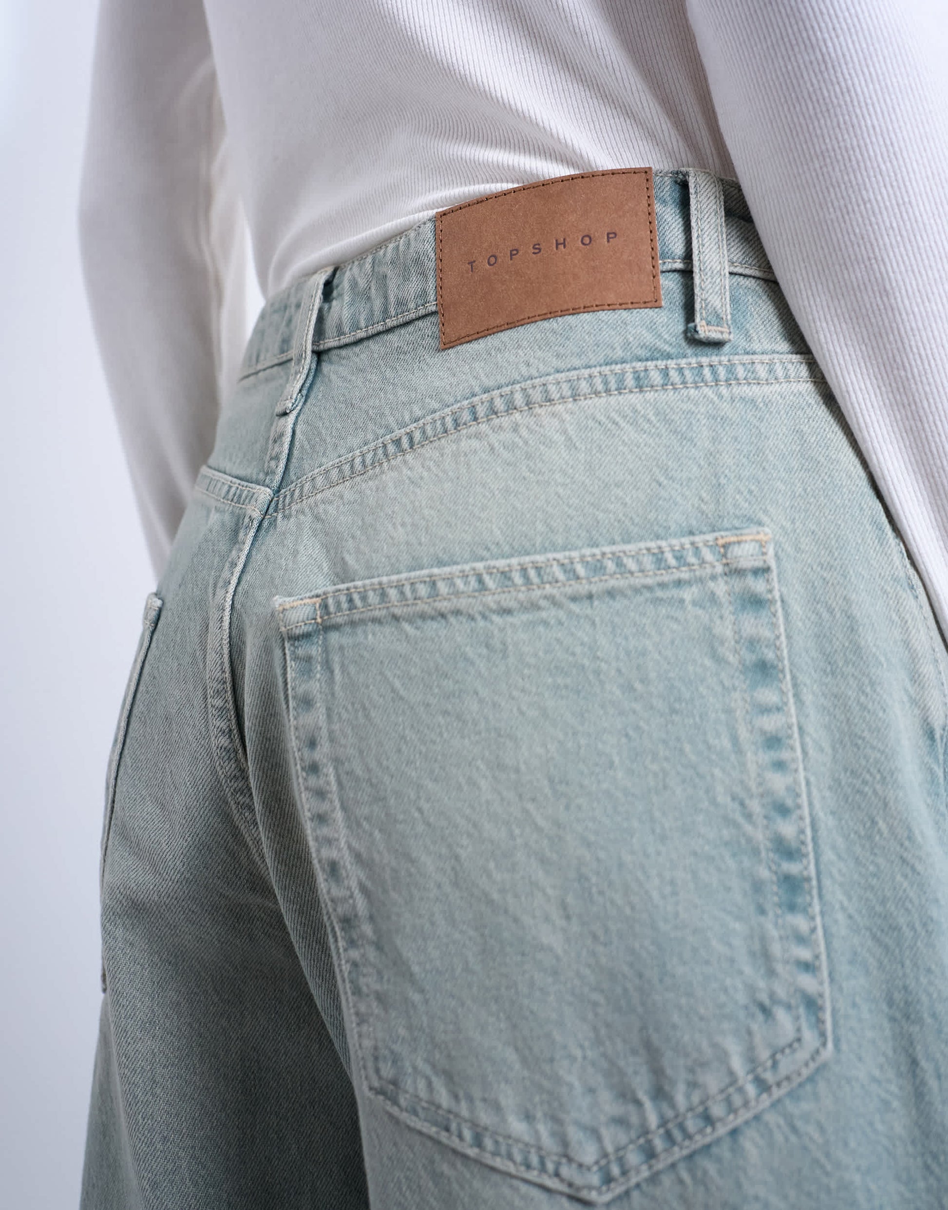 Topshop barrel mid rise jean in mint green
