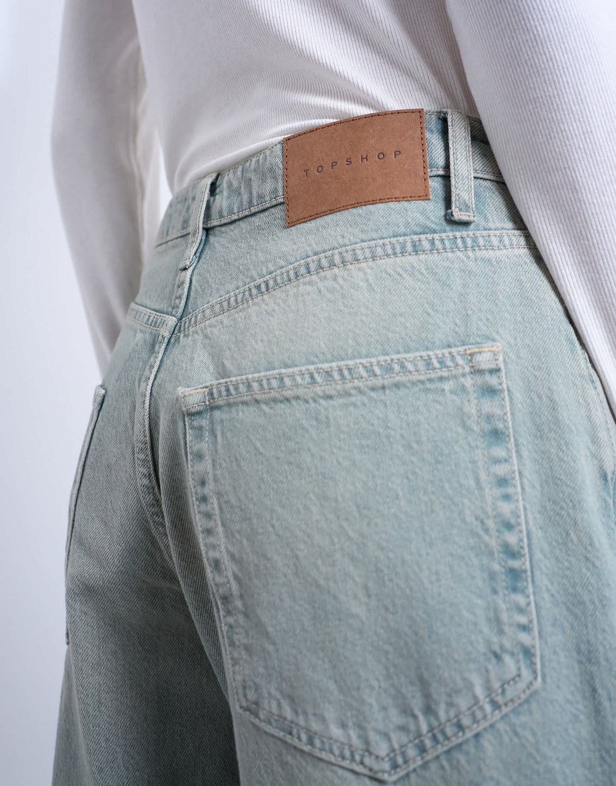 Topshop barrel mid rise jean in mint green