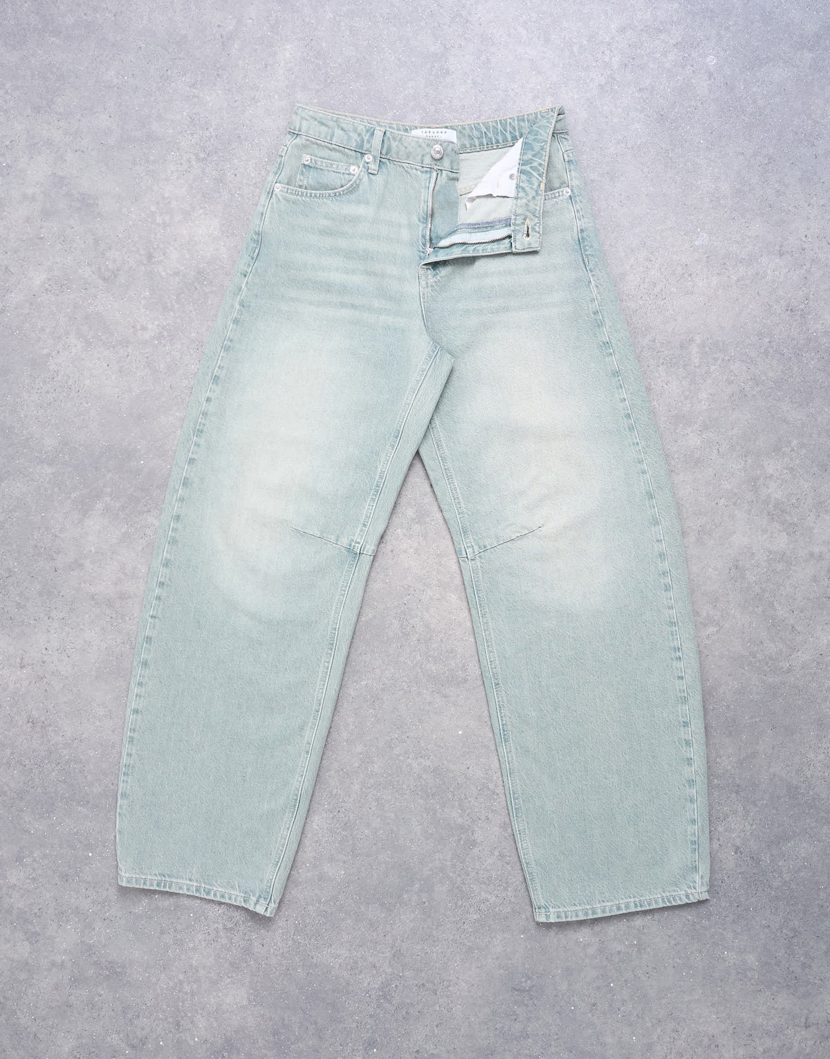 Topshop barrel mid rise jean in mint green
