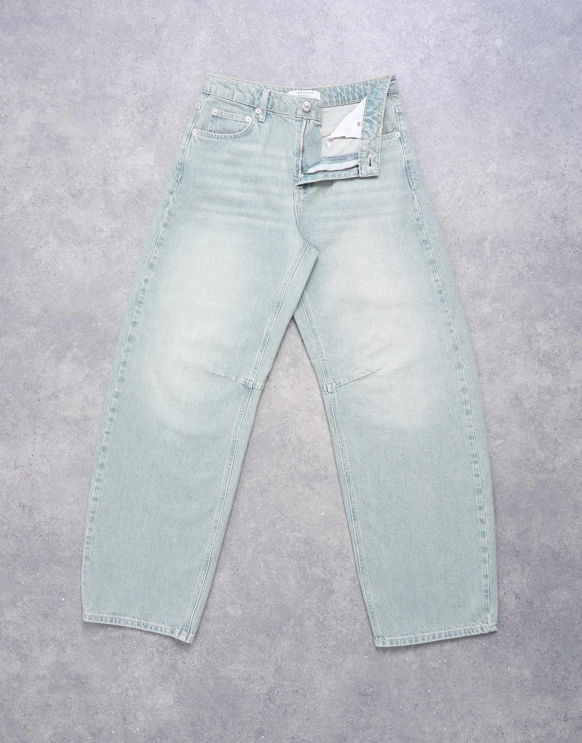 Topshop barrel mid rise jean in mint green
