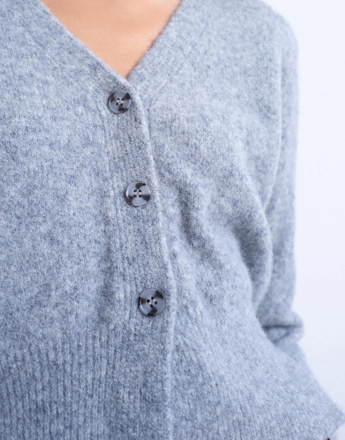 Topshop knitted cardigan with shoulder pads in grey