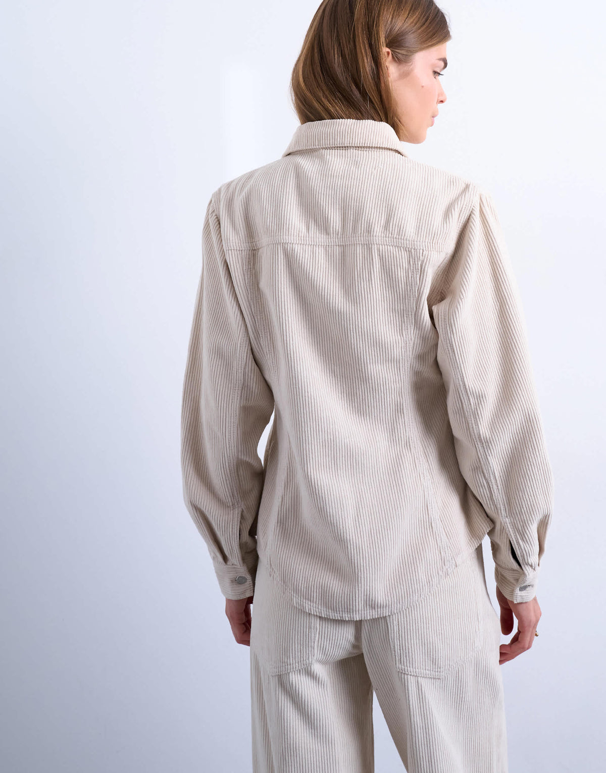 Topshop cinch detail shirt in pearl cord