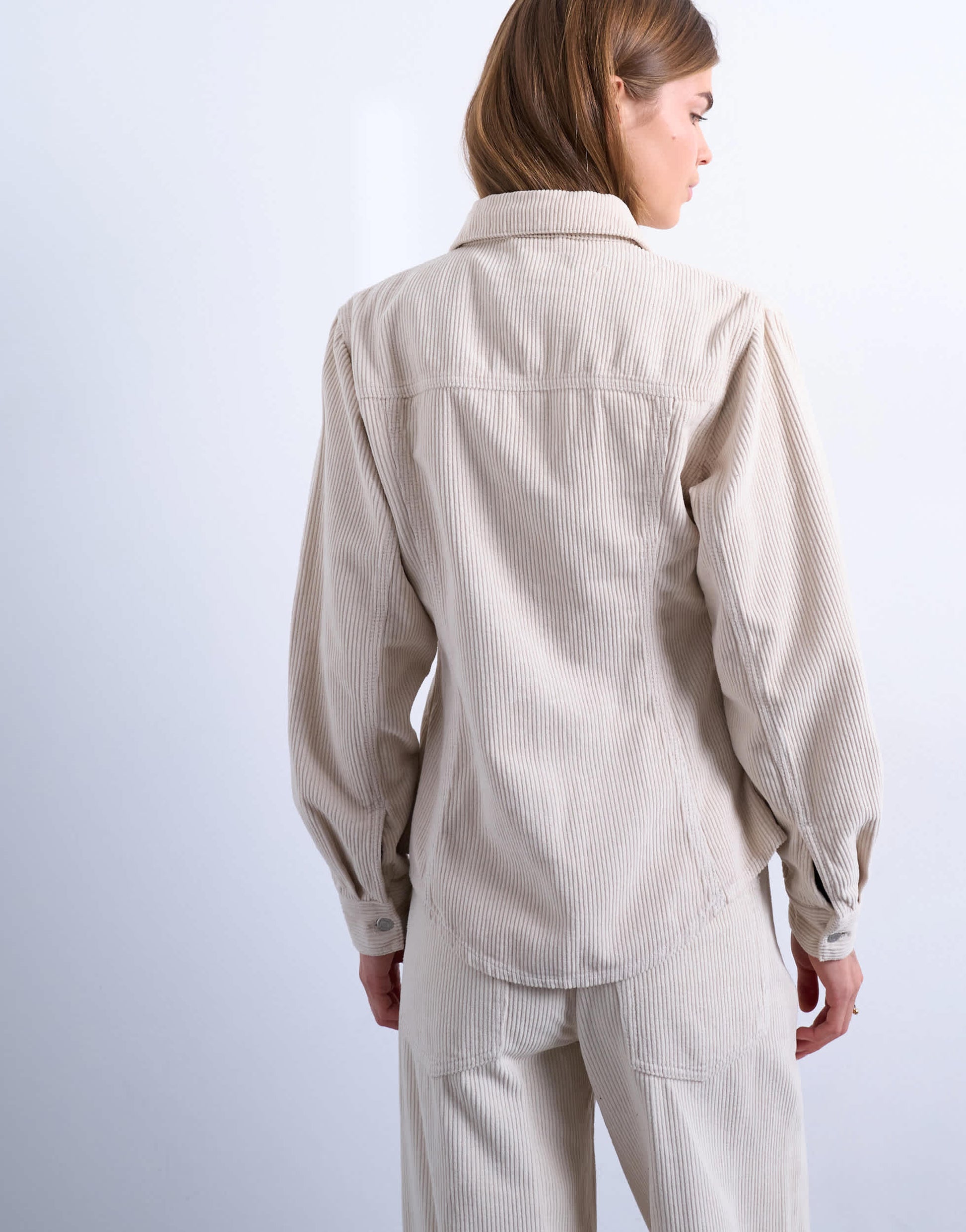 Topshop cinch detail shirt in pearl cord