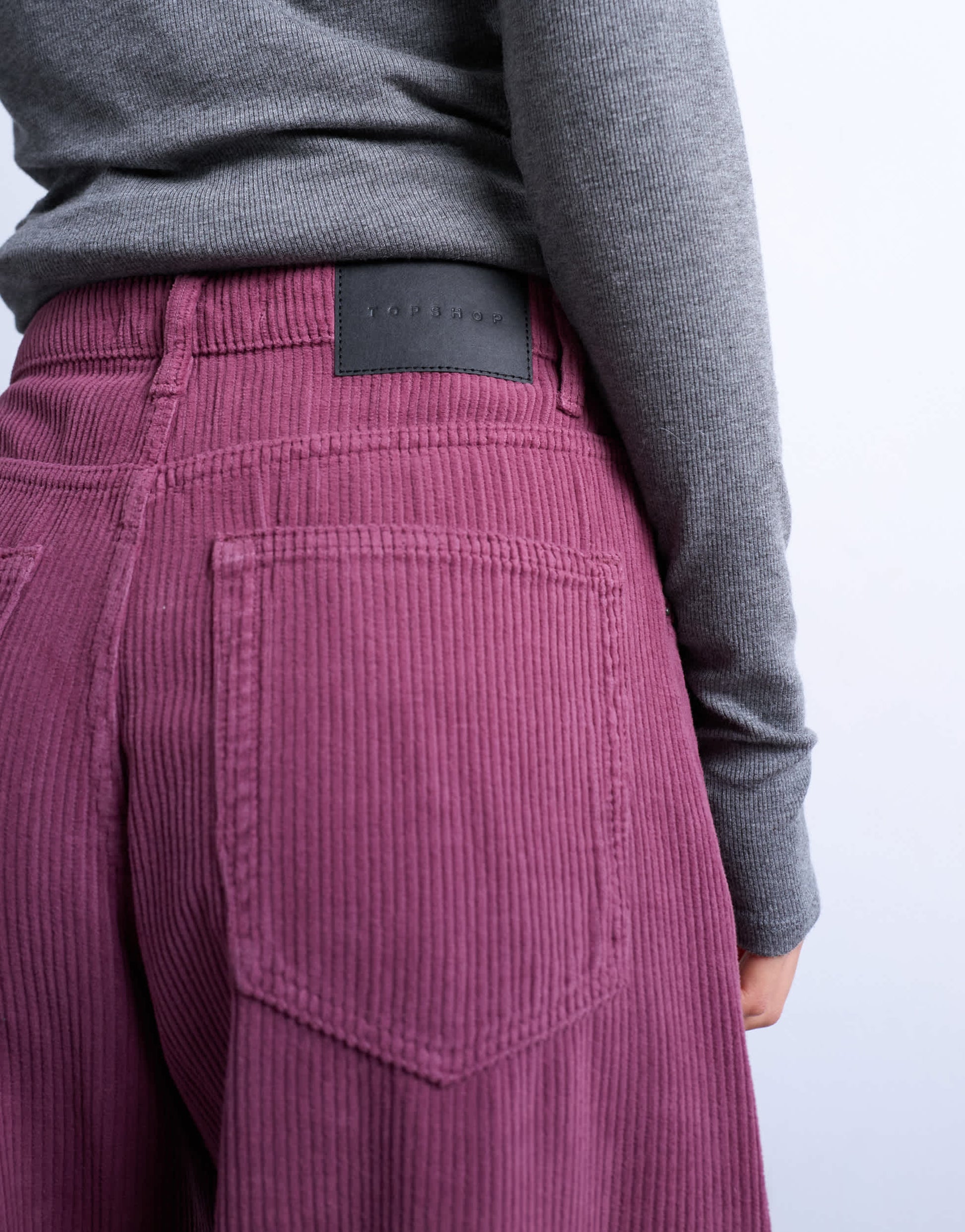 Topshop Barrel mid rise jean in purple cord