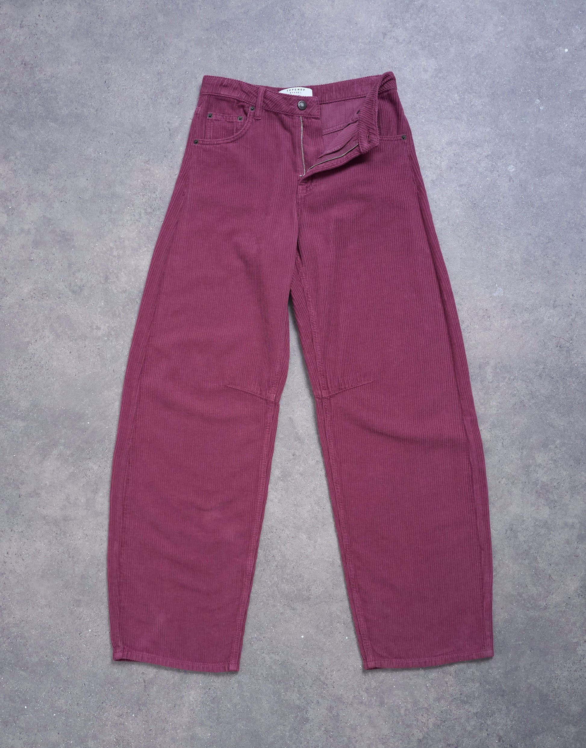 Topshop Barrel mid rise jean in purple cord
