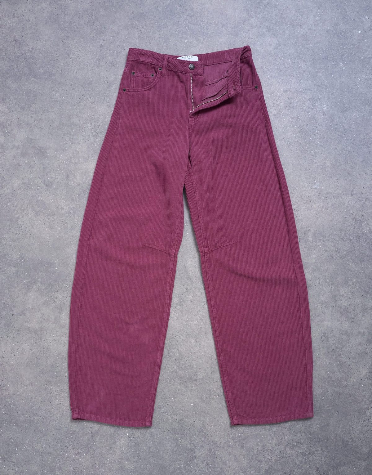 Topshop Barrel mid rise jean in purple cord