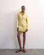 Topshop gathered skirt mini shirt dress in yellow
