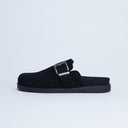 Topshop Amy slip on mule with buckle in black hair on real leather